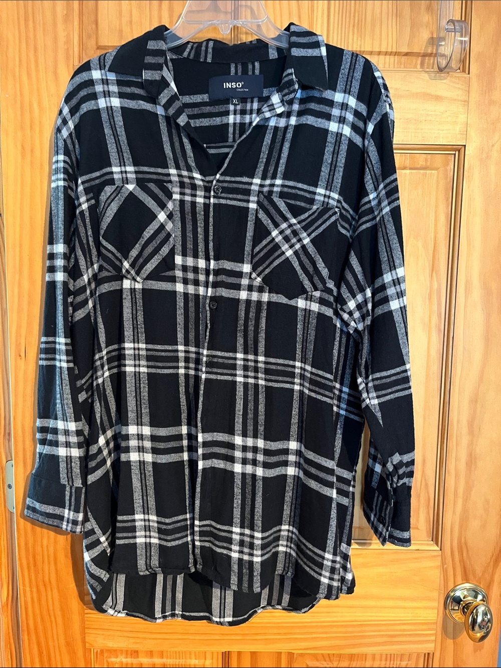 Inso Collection Black Plaid Flannel Shirt size XL